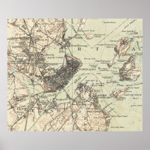 Vintage Map of Portland Maine (1914) Poster