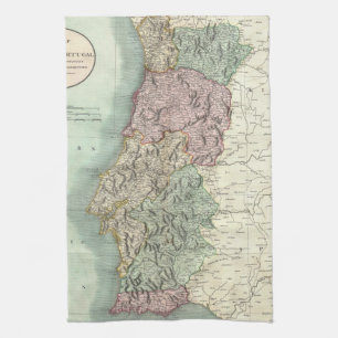 Vintage Map of Portugal (1801) Tea Towel
