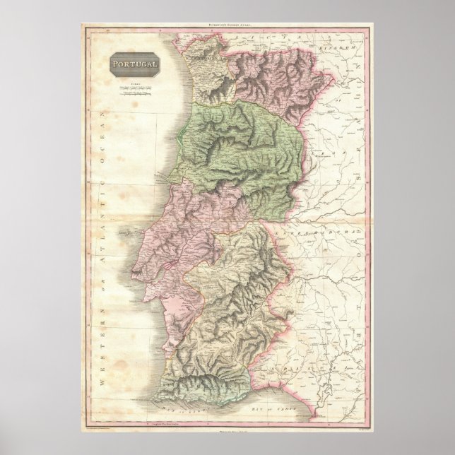 Vintage Map of Portugal (1818) Poster (Front)
