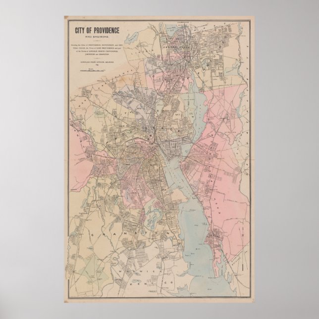 Vintage Map of Providence Rhode Island (1901) Poster (Front)