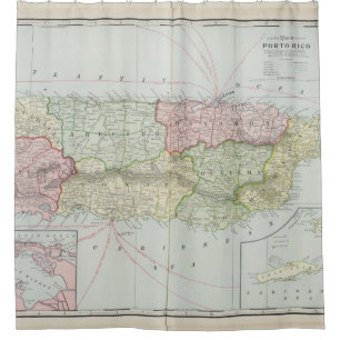 Vintage Map of Puerto Rico (1901) Shower Curtain