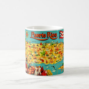 Vintage Map of Puerto Rico Coffee Mug