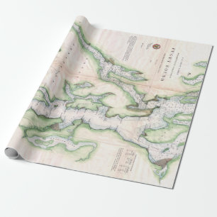 Vintage Map of Puget Sound Washington Coast (1867) Wrapping Paper