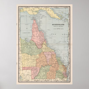 Vintage Map of Queensland Australia (1901) Poster