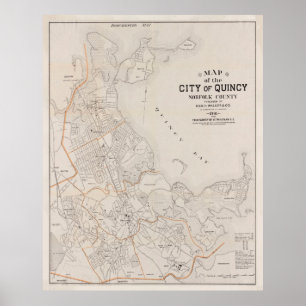 Vintage Map of Quincy MA (1901) Poster