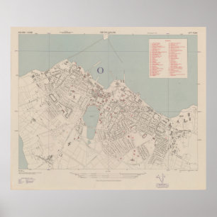 Vintage Map of Reykjavik Iceland (1943) Poster