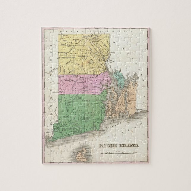Vintage Map of Rhode Island (1827) Jigsaw Puzzle (Vertical)