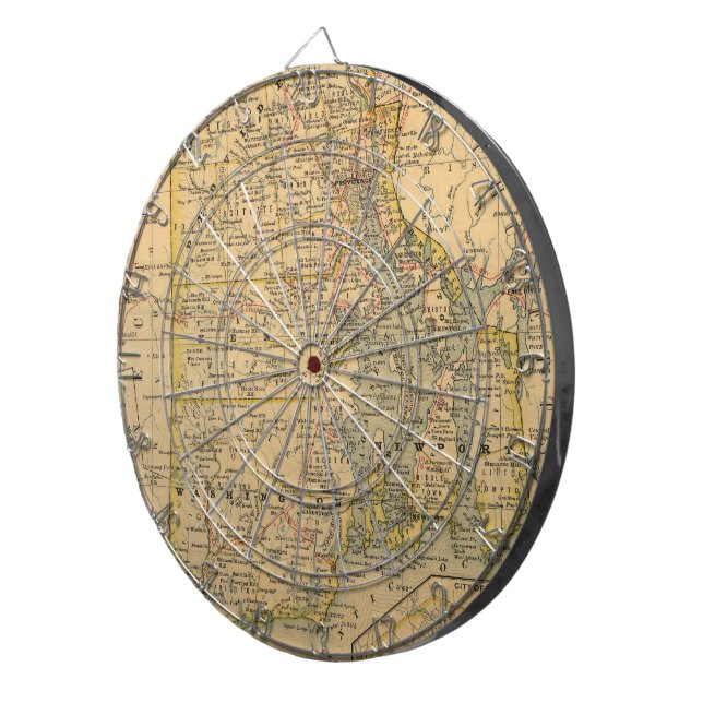 Vintage Map of Rhode Island (1875) Dartboard (Front Right)