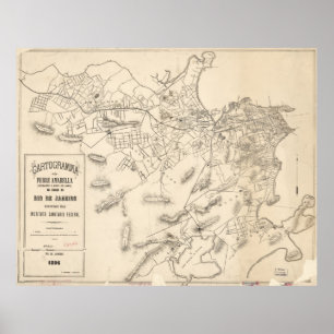 Vintage Map of Rio de Janeiro Brazil (1896) Poster