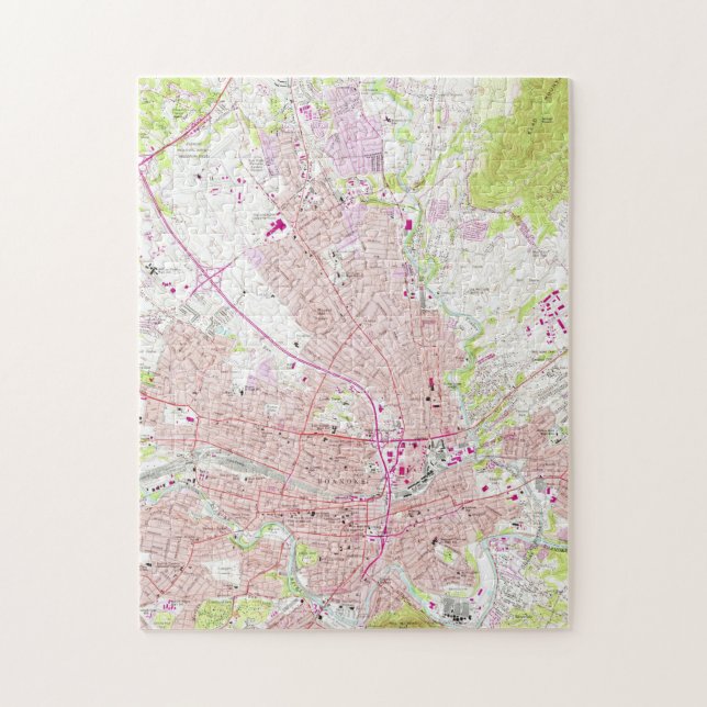 Vintage Map of Roanoke Virginia (1963) Jigsaw Puzzle (Vertical)