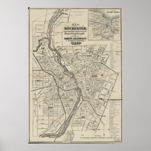 Vintage Map of Rochester NY (1872) Poster