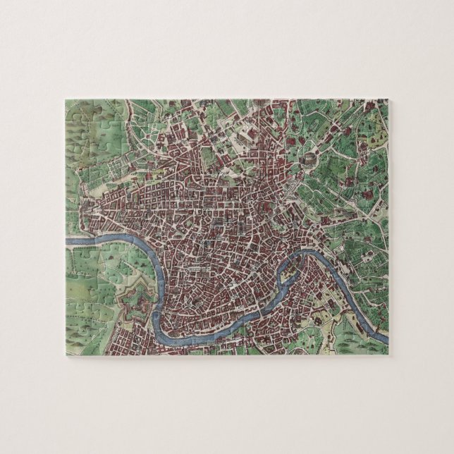 Vintage Map of Rome Italy (1721) Jigsaw Puzzle (Horizontal)