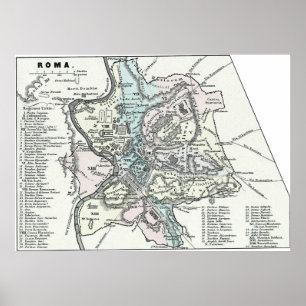 Vintage Map of Rome Italy (1862) Poster