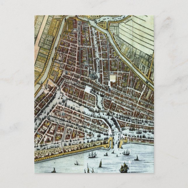Vintage Map of Rotterdam Netherlands (1649) Postcard (Front)