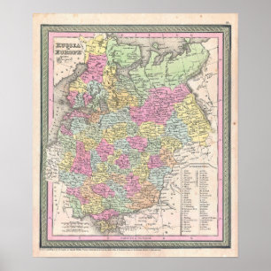 Vintage Map of Russia, 1853 Poster