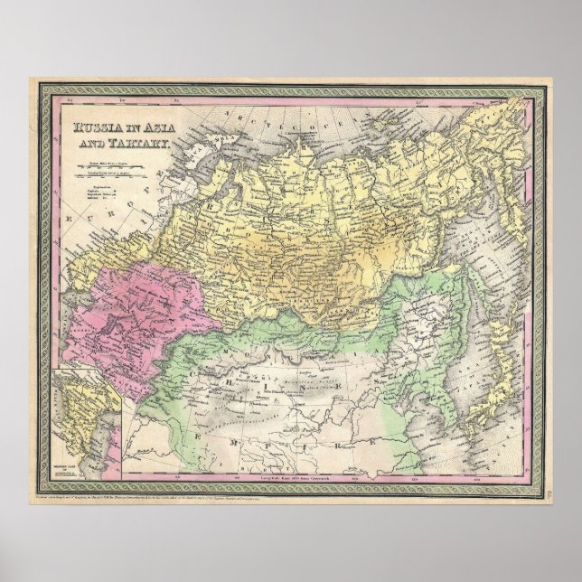 Vintage Map of Russia in Asia, 1853 Poster (Front)