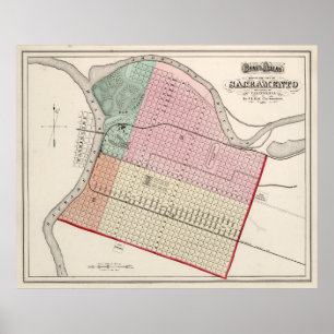 Vintage Map of Sacramento CA (1873) Poster