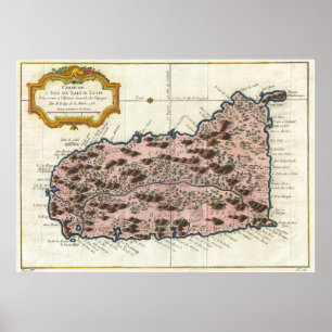 Vintage Map of Saint Lucia (1758) Poster
