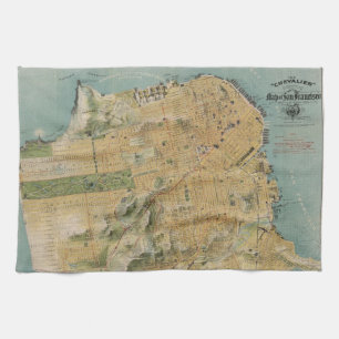 Vintage Map of San Francisco (1915) Tea Towel