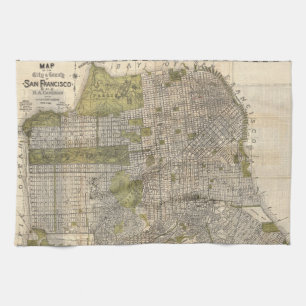 Vintage Map of San Francisco (1932) Tea Towel