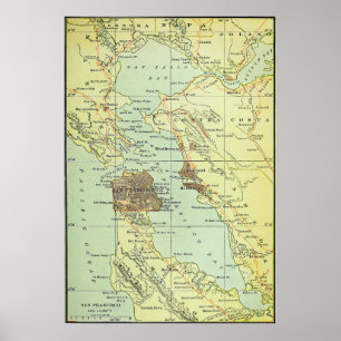 Vintage Map of San Francisco California (1905) Poster