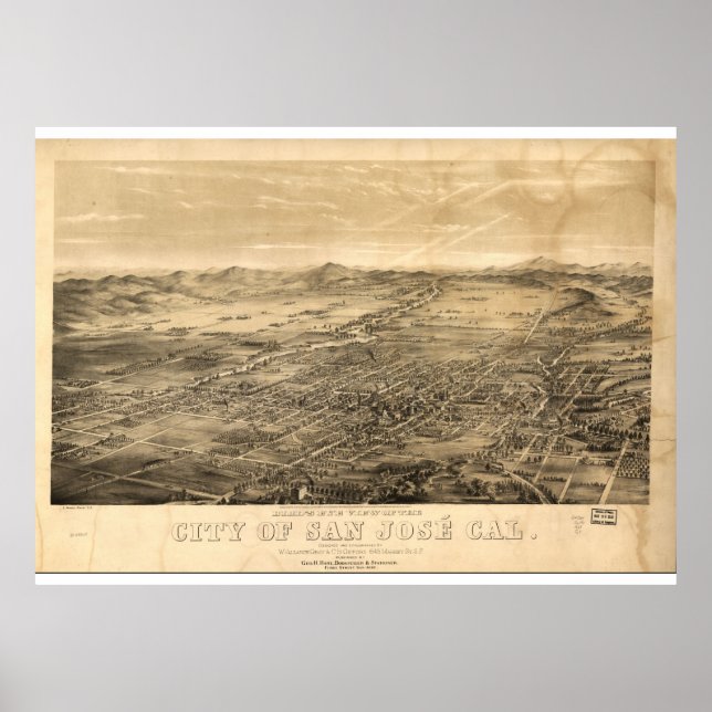 Vintage Map of San Jose, 1869 Poster (Front)