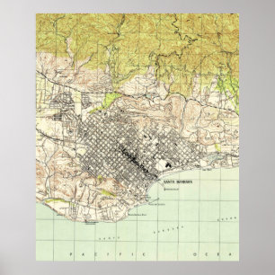 Vintage Map of Santa Barbara California (1944) Poster