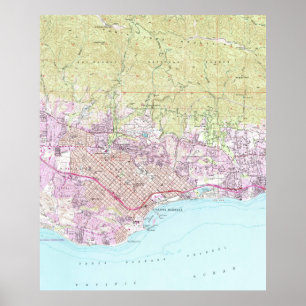 Vintage Map of Santa Barbara California (1952) Poster