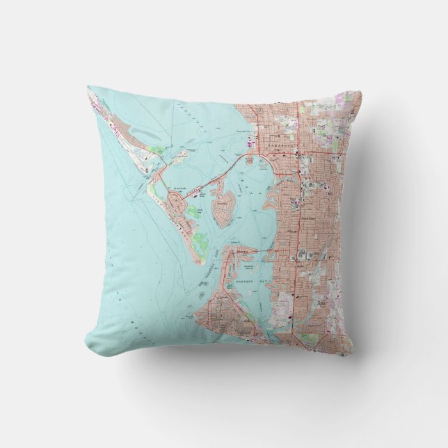 Vintage Map of Sarasota Florida (1973) Cushion (Front)