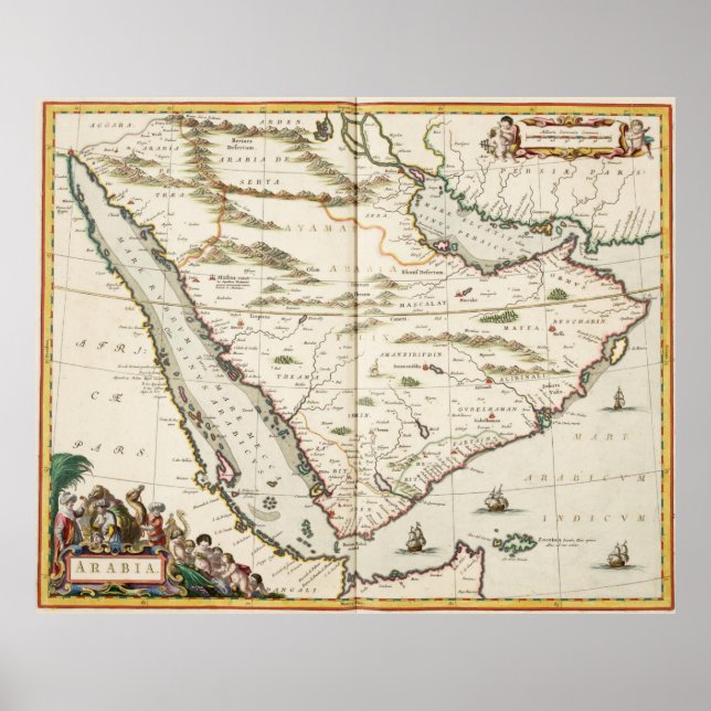 Vintage Map of Saudi Arabia (1662) Poster (Front)