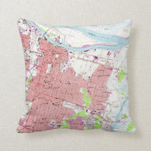 Vintage Map of Savannah Georgia (1955) 2 Cushion