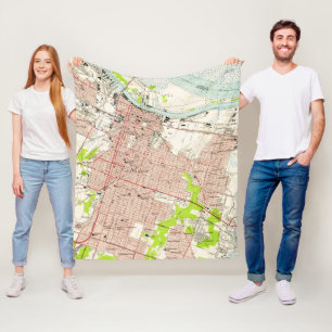 Vintage Map of Savannah Georgia (1955) Fleece Blanket