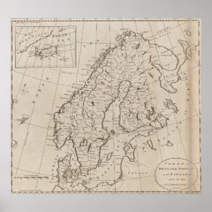 Vintage Map of Scandinavia (1800) Poster