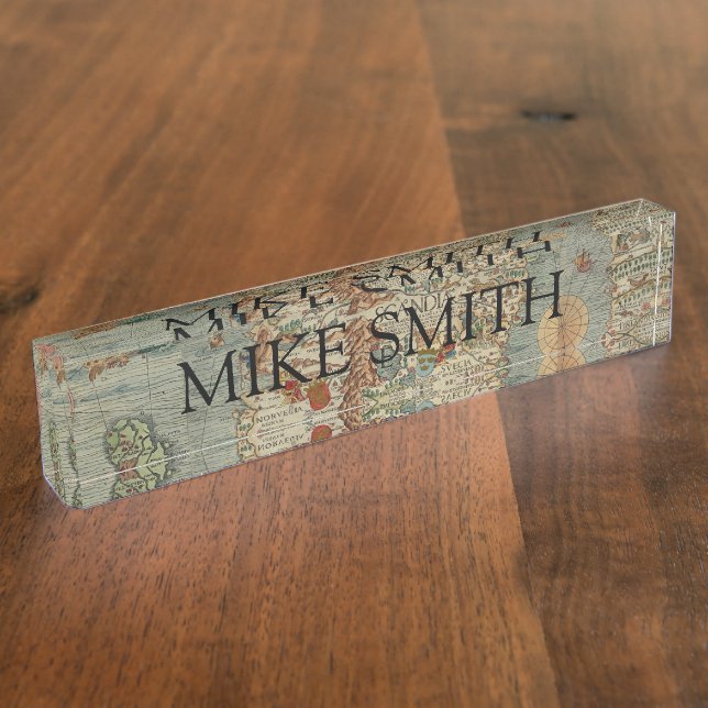 Vintage Map of Scandinavia Nameplate (Side)