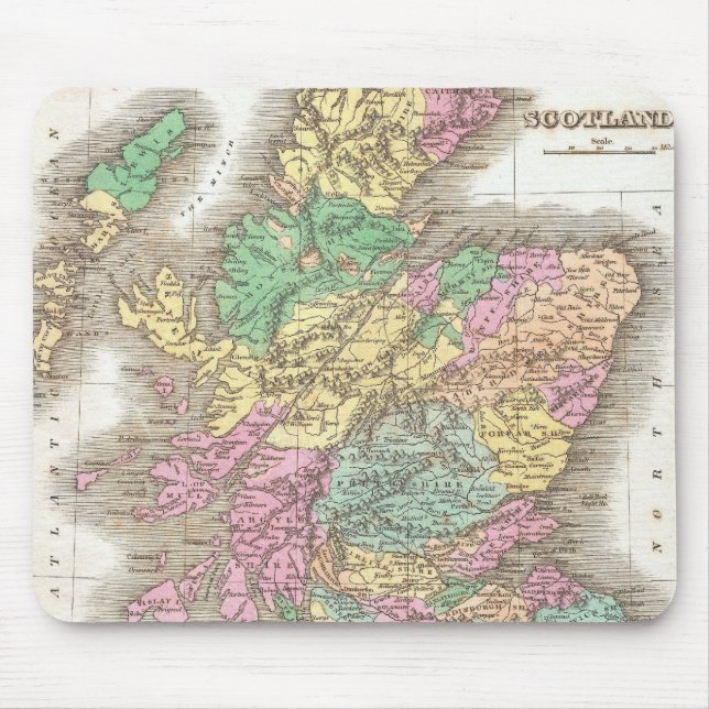 Vintage Map of Scotland (1827) Mouse Pad (Front)