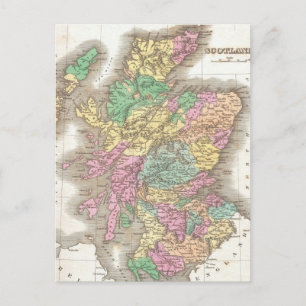 Vintage Map of Scotland (1827) Postcard