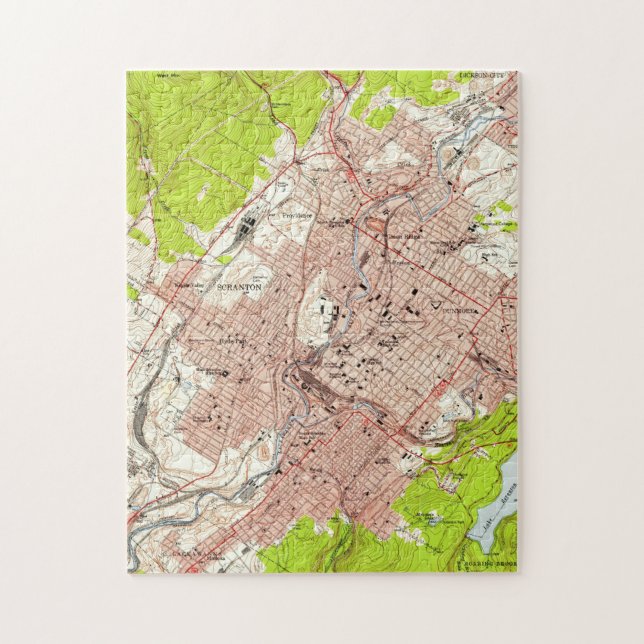 Vintage Map of Scranton Pennsylvania (1947) Jigsaw Puzzle (Vertical)