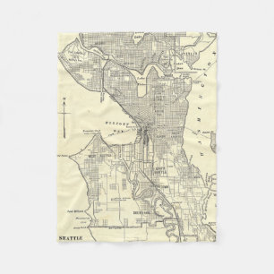 Vintage Map of Seattle (1914) Fleece Blanket