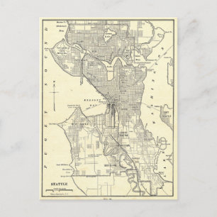 Vintage Map of Seattle (1914) Postcard