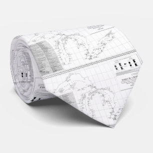 Vintage Map of Shipwrecks of the Great Lakes Tie