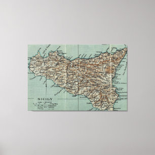 Vintage Map of Sicily Italy (1911) Canvas Print