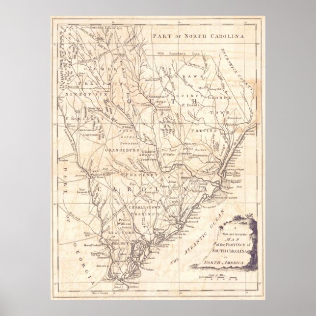 Vintage Map of South Carolina (1779) Poster (Front)
