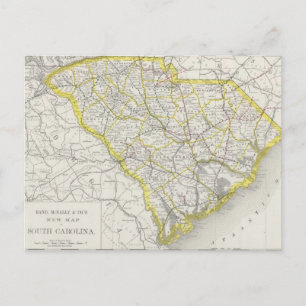 Vintage Map of South Carolina (1889) Postcard