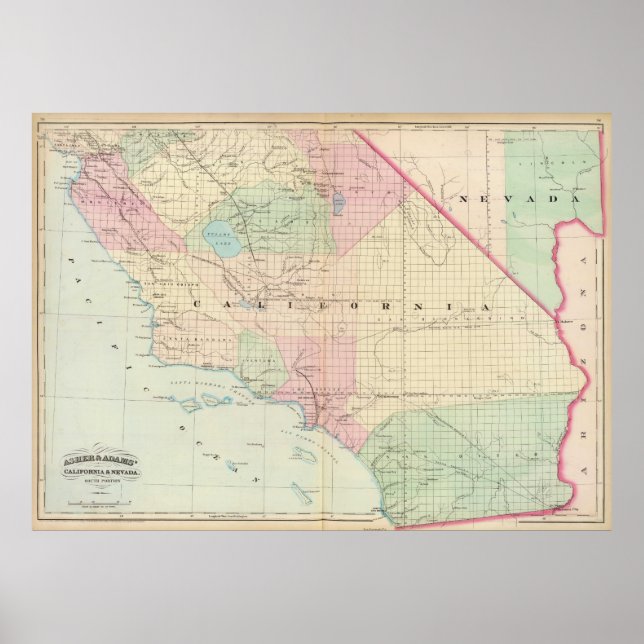 Vintage Map of Southern California (1874) Poster (Front)