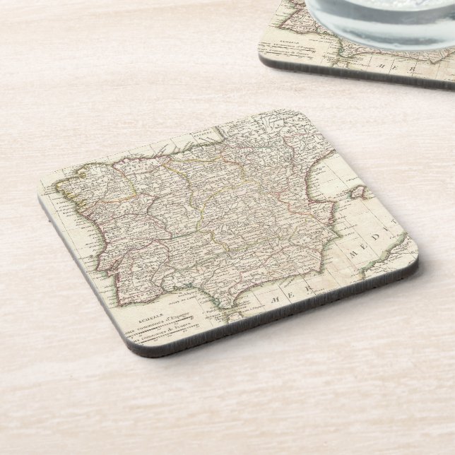 Vintage Map of Spain (1775) Coaster (Left Side)