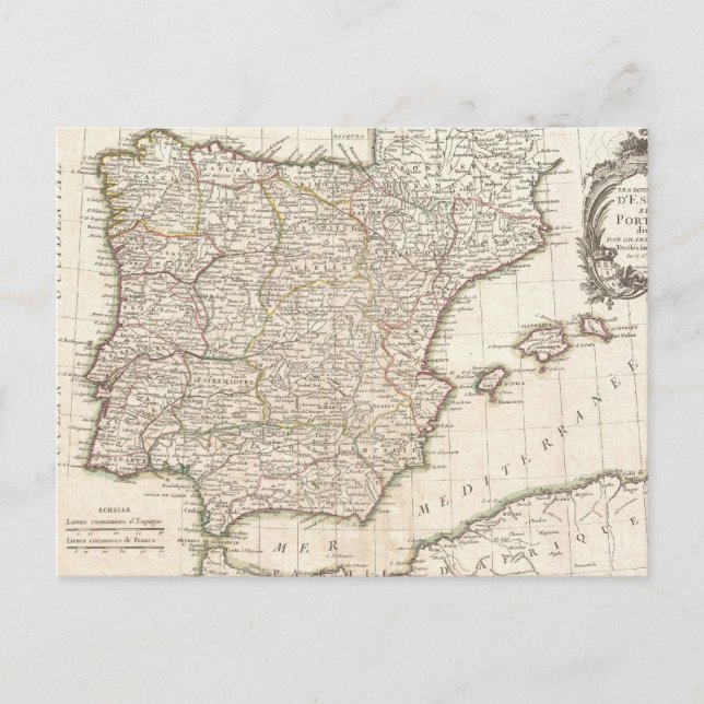 Vintage Map of Spain (1775) Postcard (Front)