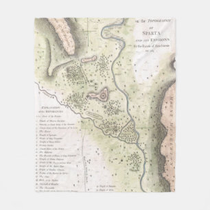 Vintage Map of Sparta Greece (1783) Fleece Blanket