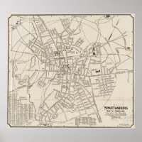 Vintage Map of Spartanburg SC (1918)