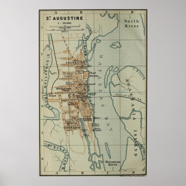 Vintage Map of St Augustine FL (1904) Poster (Front)