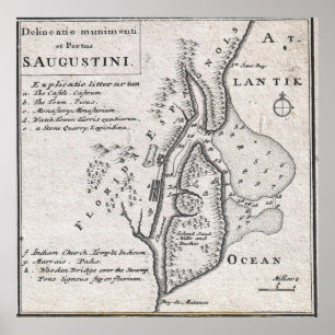 Vintage Map of St. Augustine Florida (1737) Poster